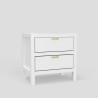 Alpine Furniture Carmel 2 Drawer Nightstand in White - Angled
