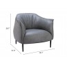 Julian Accent Chair in Gray- Seat Dimension