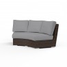 Montecito Curved Loveseat in Canvas Granite w/ Self Welt - Front Side Angle
