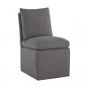 Sunpan Glenrose Wheeled Dining Chair in Effie Smoke - Front Side Angle