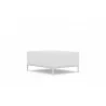 Azzurro Living Kamari Ottoman With Matte White Aluminum Frame And White Mist All-Weather Texteline Rope - Angled View - Azzurro Living Kamari Ottoman With Matte White Aluminum Frame And White Mist All-Weather Texteline Rope - Angled View