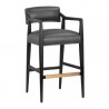 Sunpan Keagan Barstool in Brentwood Charcoal Leather - Front Side Angle