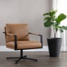 Sunpan Randy Swivel Lounge Chair Linea Wood Leather  - Lifestyle