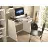 Casabianca MARCO Office Desk In White Wood Grain And Light Gray Concrete Melamine - Lifestyle 1 Top Angled - Casabianca MARCO Office Desk In White Wood Grain And Light Gray Concrete Melamine - Lifestyle 1 Top Angled