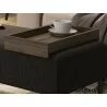 Casabianca ACE Bench In Dark Brown With Black Painted Base With Dark Oak Tray - Edge Close-up - Casabianca ACE Bench In Dark Brown With Black Painted Base With Dark Oak Tray - Edge Close-up
