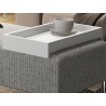 Casabianca ACE Bench In Light Gray With Black Painted Base With Dark Oak Tray - Edge Close-up