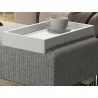 Casabianca ACE Bench In Light Gray With Black Painted Base With Dark Oak Tray - Edge Close-up - Casabianca ACE Bench In Light Gray With Black Painted Base With Dark Oak Tray - Edge Close-up