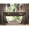 Casabianca NOA Console Table In Dark Brown Oak With Black Painted Metal Frame - Lifestyle