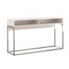 Casabianca NOA Console Table In Matte White With Chromed Metal Frame - Angled View