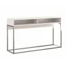 Casabianca NOA Console Table In Matte White With Chromed Metal Frame - Angled View - Casabianca NOA Console Table In Matte White With Chromed Metal Frame - Angled View