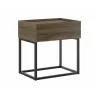 Casabianca NOA Nightstand In Dark Brown Oak Melamine With Black Painted Metal Frame - Angled - Casabianca NOA Nightstand In Dark Brown Oak Melamine With Black Painted Metal Frame - Angled