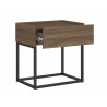 Casabianca NOA Nightstand In Dark Brown Oak Melamine With Black Painted Metal Frame - Drawer Opened
