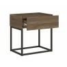 Casabianca NOA Nightstand In Dark Brown Oak Melamine With Black Painted Metal Frame - Drawer Opened - Casabianca NOA Nightstand In Dark Brown Oak Melamine With Black Painted Metal Frame - Drawer Opened