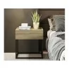 Casabianca NOA Nightstand In Oak Melamine With Black Painted Metal Frame - Lifestyle - Casabianca NOA Nightstand In Oak Melamine With Black Painted Metal Frame - Lifestyle