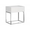 Casabianca NOA Nightstand In Matte White With Chromed Metal Frame - Angled