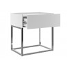Casabianca NOA Nightstand In Matte White With Chromed Metal Frame - Angled with Opened Drawer