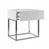 Casabianca NOA Nightstand In Matte White With Chromed Metal Frame - Angled with Opened Drawer - Casabianca NOA Nightstand In Matte White With Chromed Metal Frame - Angled with Opened Drawer