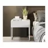 Casabianca NOA Nightstand In Matte White With Chromed Metal Frame - Lifestyle 2 - Casabianca NOA Nightstand In Matte White With Chromed Metal Frame - Lifestyle 2