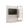 Noa Tall Entertainment Center In Matte White With Chromed Metal Frame - Angled