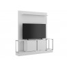 Noa Tall Entertainment Center In Matte White With Chromed Metal Frame - Angled View