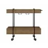 Casabianca PEAK Bar Cart In Walnut Melamine With Black Painted Metal Frame - Front - Casabianca PEAK Bar Cart In Walnut Melamine With Black Painted Metal Frame - Front