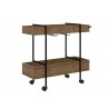 Casabianca PEAK Bar Cart In Walnut Melamine With Black Painted Metal Frame - Angled