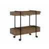 Casabianca PEAK Bar Cart In Walnut Melamine With Black Painted Metal Frame - Angled - Casabianca PEAK Bar Cart In Walnut Melamine With Black Painted Metal Frame - Angled
