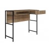Casabianca CLARK Office Desk In Walnut Melamine With Black Painted Metal Frame - Angled with Opened Drawer