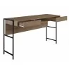 Casabianca CLARK EXECUTIVE Office Desk In Walnut Melamine With Black Painted Metal Frame - Angled With Opened Drawer - Casabianca CLARK EXECUTIVE Office Desk In Walnut Melamine With Black Painted Metal Frame - Angled With Opened Drawer