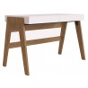 Casabianca BLANC Office Desk In White Melamine With Light Oak Legs - Angled
