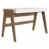 Casabianca BLANC Office Desk In White Melamine With Light Oak Legs - Angled - Casabianca BLANC Office Desk In White Melamine With Light Oak Legs - Angled