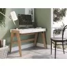 Casabianca BLANC Office Desk In White Melamine With Light Oak Legs - Lifestyle 2 - Casabianca BLANC Office Desk In White Melamine With Light Oak Legs - Lifestyle 2
