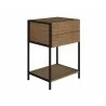 Casabianca CLARK Nightstand In Walnut Melamine With Black Painted Metal Frame - Angled - Casabianca CLARK Nightstand In Walnut Melamine With Black Painted Metal Frame - Angled