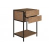 Casabianca CLARK Nightstand In Walnut Melamine With Black Painted Metal Frame - Drawer Opened