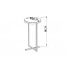 Casabianca ROSY End Table In White Melamine With Black Painted Metal Frame - Dimensions