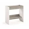 Lulu Office Desk In White Wood Grain And Gray Melamine - Angled - Lulu Office Desk In White Wood Grain And Gray Melamine - Angled