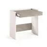 Lulu Office Desk In White Wood Grain And Gray Melamine - Angled Opened Desk - Lulu Office Desk In White Wood Grain And Gray Melamine - Angled Opened Desk