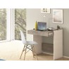 Lulu Office Desk In White Wood Grain And Gray Melamine - Lifestyle 2