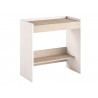 Lulu Office Desk In White And Light Oak Wood Grain Melamine - Angled 