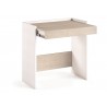Lulu Office Desk In White And Light Oak Wood Grain Melamine - Opened Desk