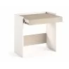 Lulu Office Desk In White And Light Oak Wood Grain Melamine - Opened Desk - Lulu Office Desk In White And Light Oak Wood Grain Melamine - Opened Desk