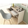 Lulu Office Desk In White And Light Oak Wood Grain Melamine - Lifesytle Top Angled