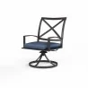 La Jolla Swivel Dining Chair in Spectrum Indigo w/ Self Welt - Front Side Angle - La Jolla Swivel Dining Chair in Spectrum Indigo w/ Self Welt - Front Side Angle