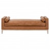 Essentials For Living Keaton Daybed in Whiskey Brown Top Grain Leather, Natural Gray Oak - Front Angle