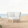 Azzurro Living Kiawah Corner Chair With Natural Aluminum Frame And Almond All-Weather Wicker - Lifestyle - Azzurro Living Kiawah Corner Chair With Natural Aluminum Frame And Almond All-Weather Wicker - Lifestyle