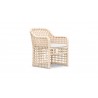 Azzurro Kiawah Dining Chair With Matte White Aluminum Frame and Almond All-Weather Wicker - Angled