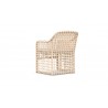 Azzurro Kiawah Dining Chair With Matte White Aluminum Frame and Almond All-Weather Wicker - Back Angle
