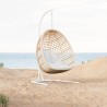 Azzurro Kiawah Hanging Chair With Matte White Aluminum Frame And Almond All-Weather Wicker - Lifestyle