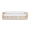 Azzurro Kiawah 3 Seat Sofa With Matte White Aluminum Frame and Almond All-Weather Wicker - Front