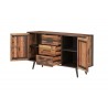 Nova Solo Buffet 2 Doors 3 Drawers - Angled with Open Drawers